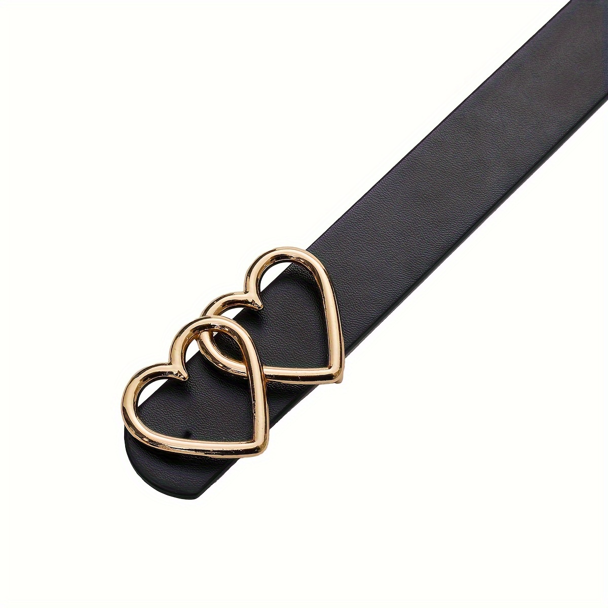 Double Heart Buckle Belt Classic PU Leather Waistband Jeans Pants Belts